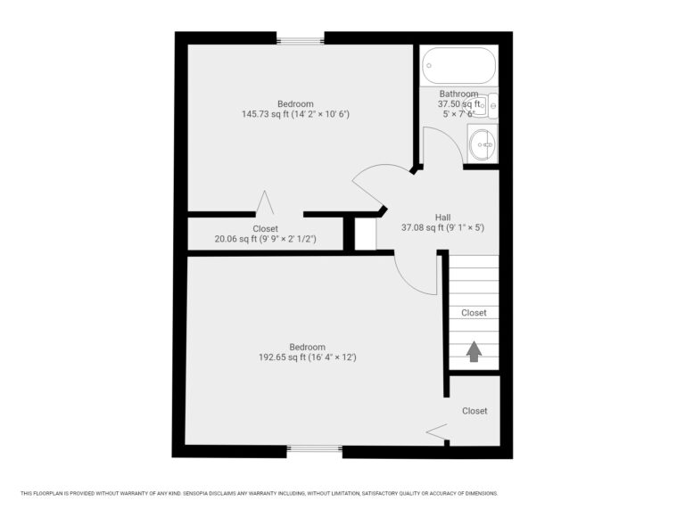 393 Jennings Ave - 2nd Floor map with 2 bedrooms and 1 bathroom