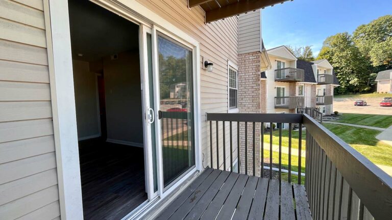 Pine Bridge Apartments balcony overlooking lawn