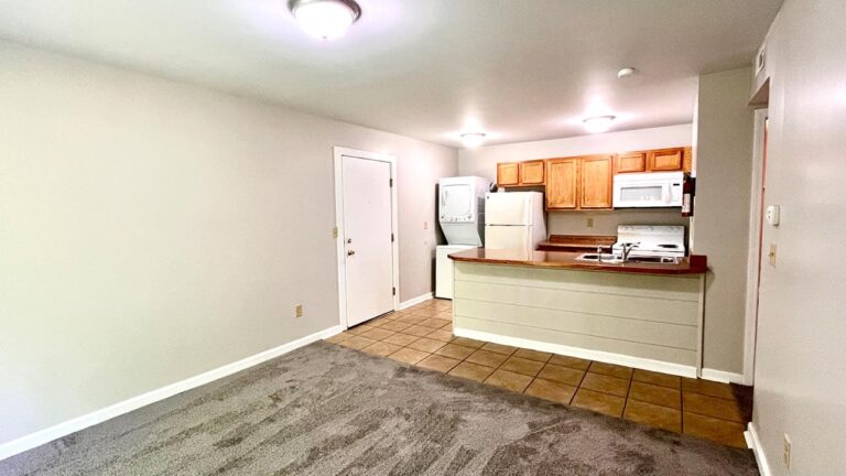 Pine Bridge Apartments living area and kitchen