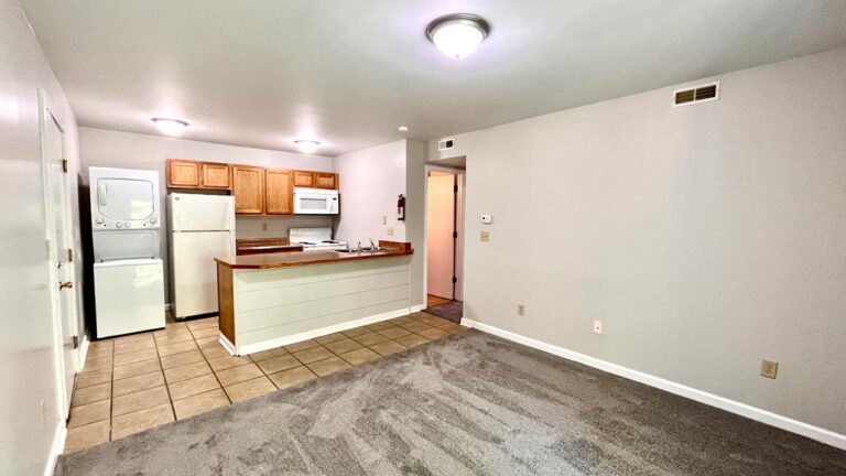 Pine Bridge Apartments living area with carpeting