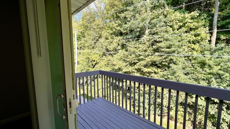 Pine Bridge Apartments balcony overlooking woods